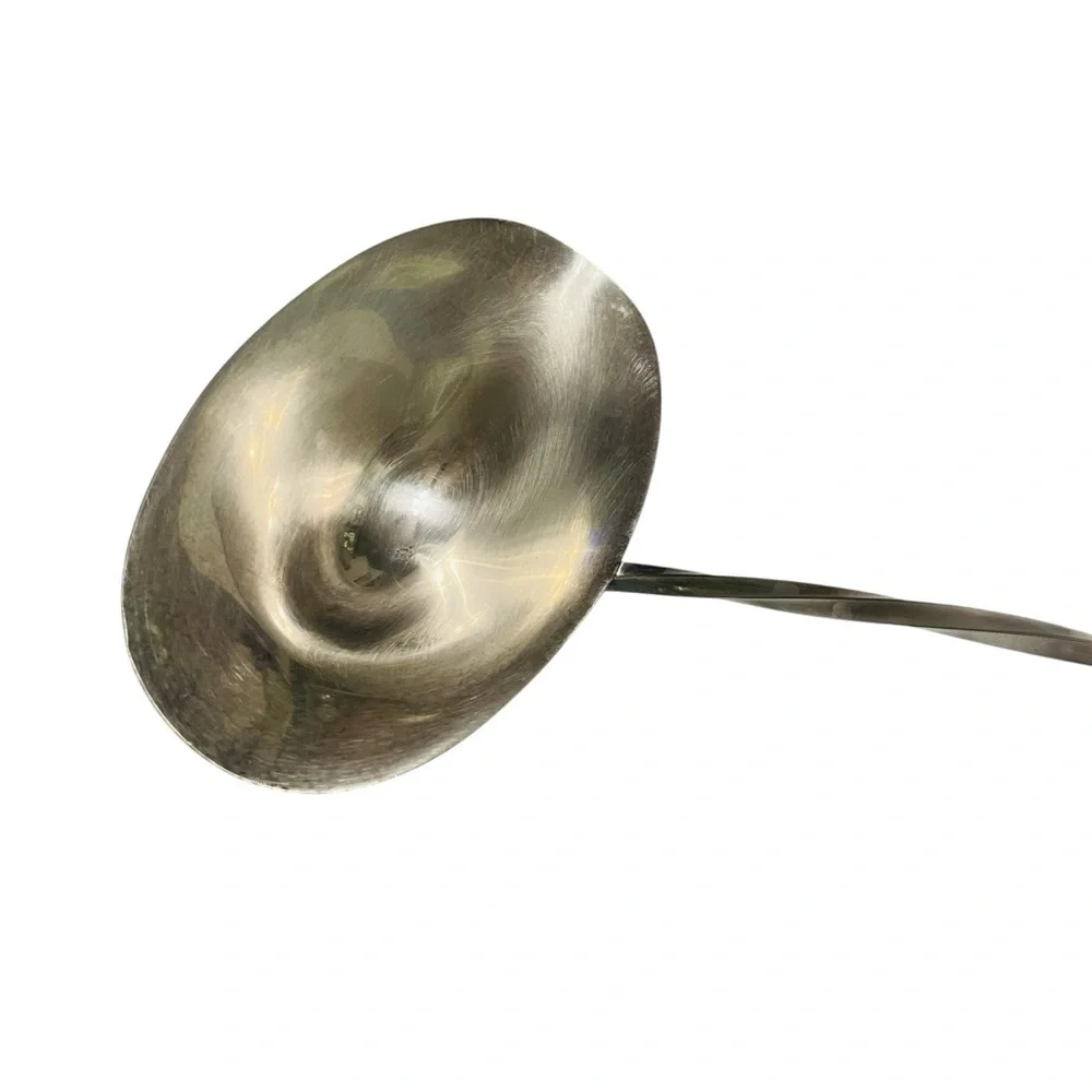 Vintage Silverplate Double Spout Punch Soup Ladle Twisted Handle 16
